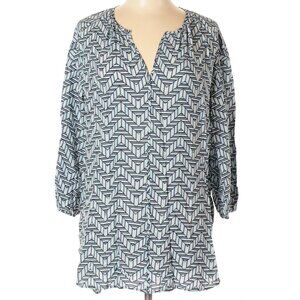 LT Large Tall Stylus 3/4 Sleeve Blouse L T Blue Top tunic shirt Long lightweight
